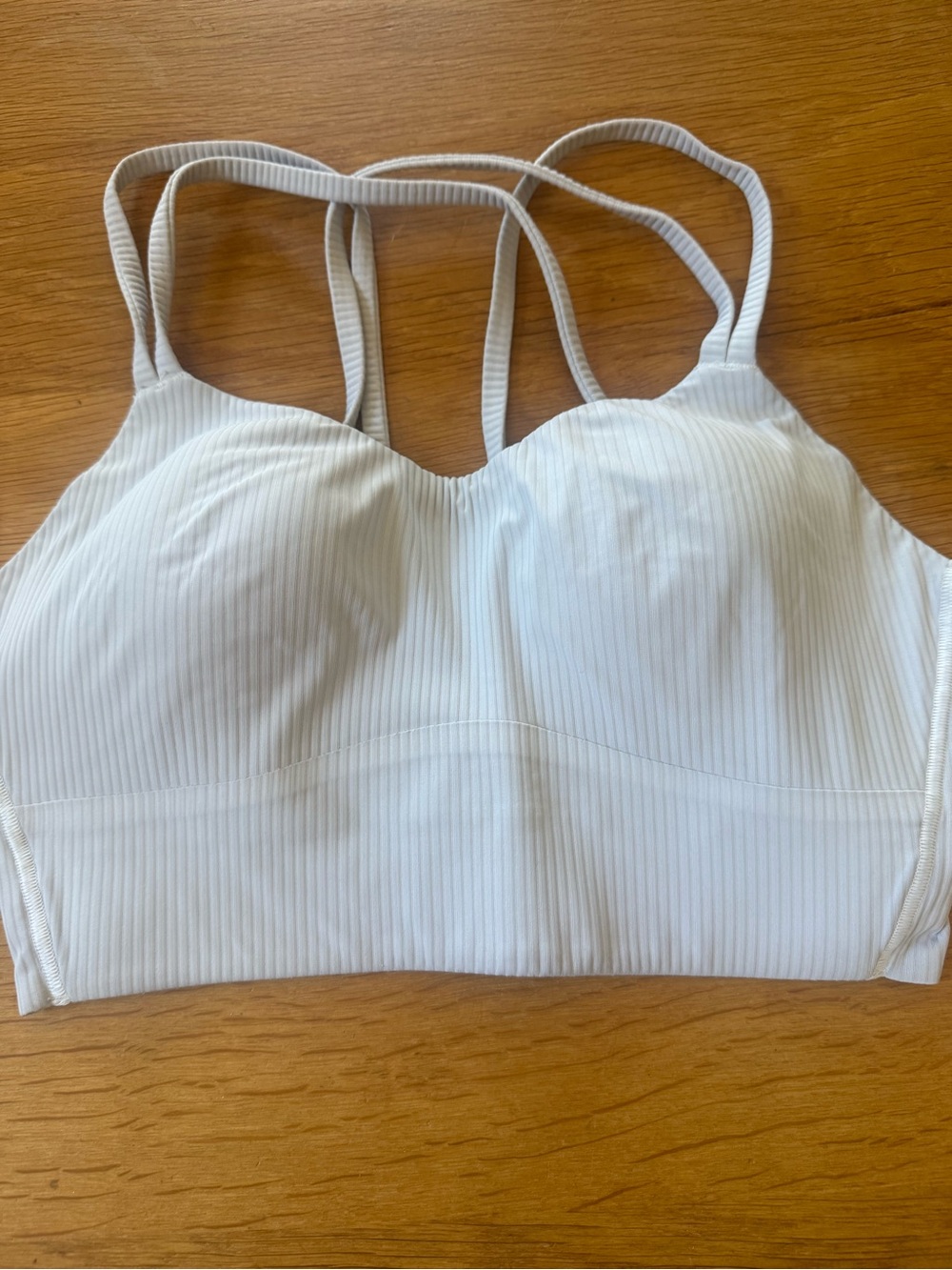 Lululemon Like a Cloud Long Line Ribbed Bra in a pale gray B/C cup
